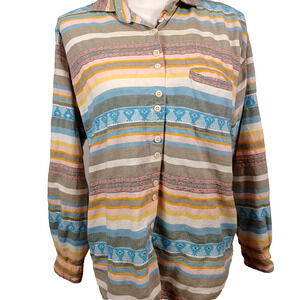 🌵 Angelique Imports Western Aztec Roll Tab Button Up Shirt Large